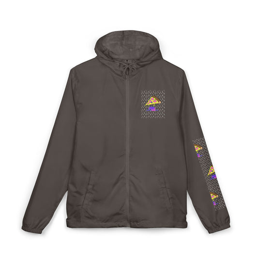Eccentric Trendz Hooded Design Retro Pixel Pizza Windbreaker Jacket