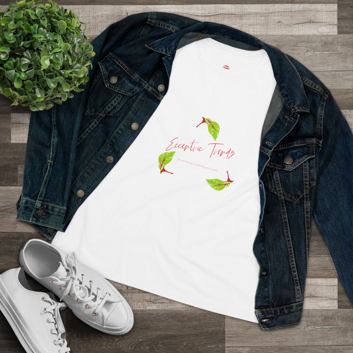 Eccentric Trendz Ladies' V-Neck "Escape to Tropics" Minimal Graphic Tee