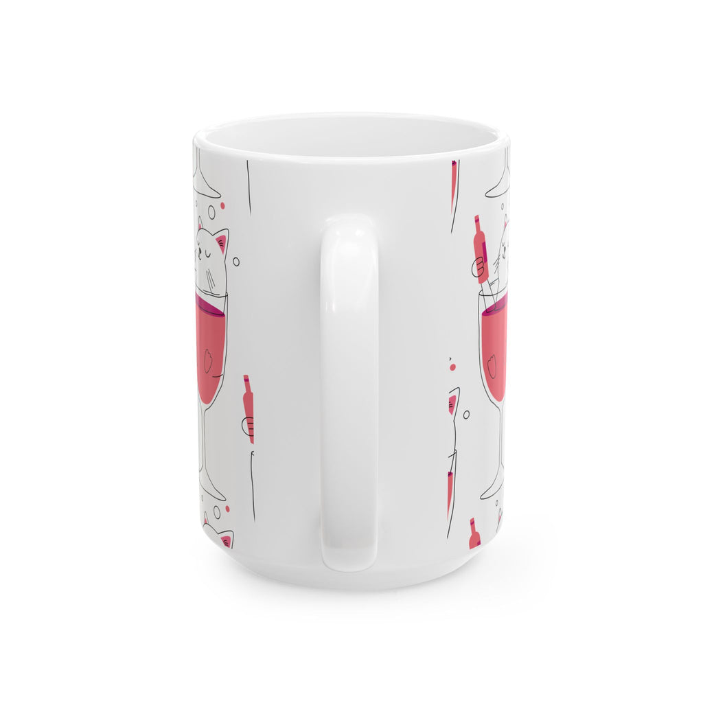 Eccentric Trendz Wine Cat Ceramic Mug - (Caturday)