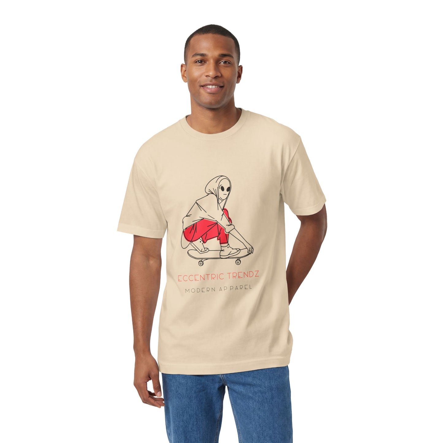Eccentric Trendz Alien Skater Graphic Tee — Minimalist Skateboard design