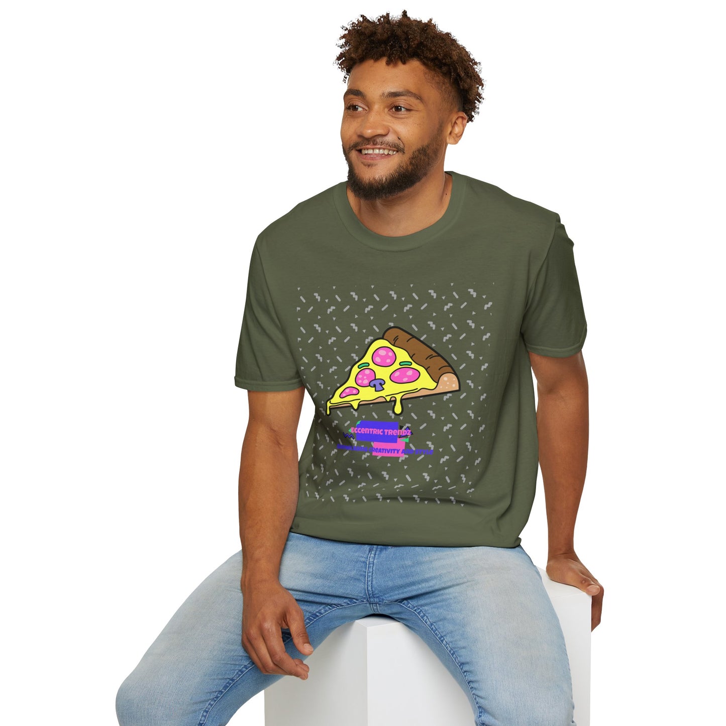 Eccentric Trendz Retro Pixel Pizza Graphic T-Shirt