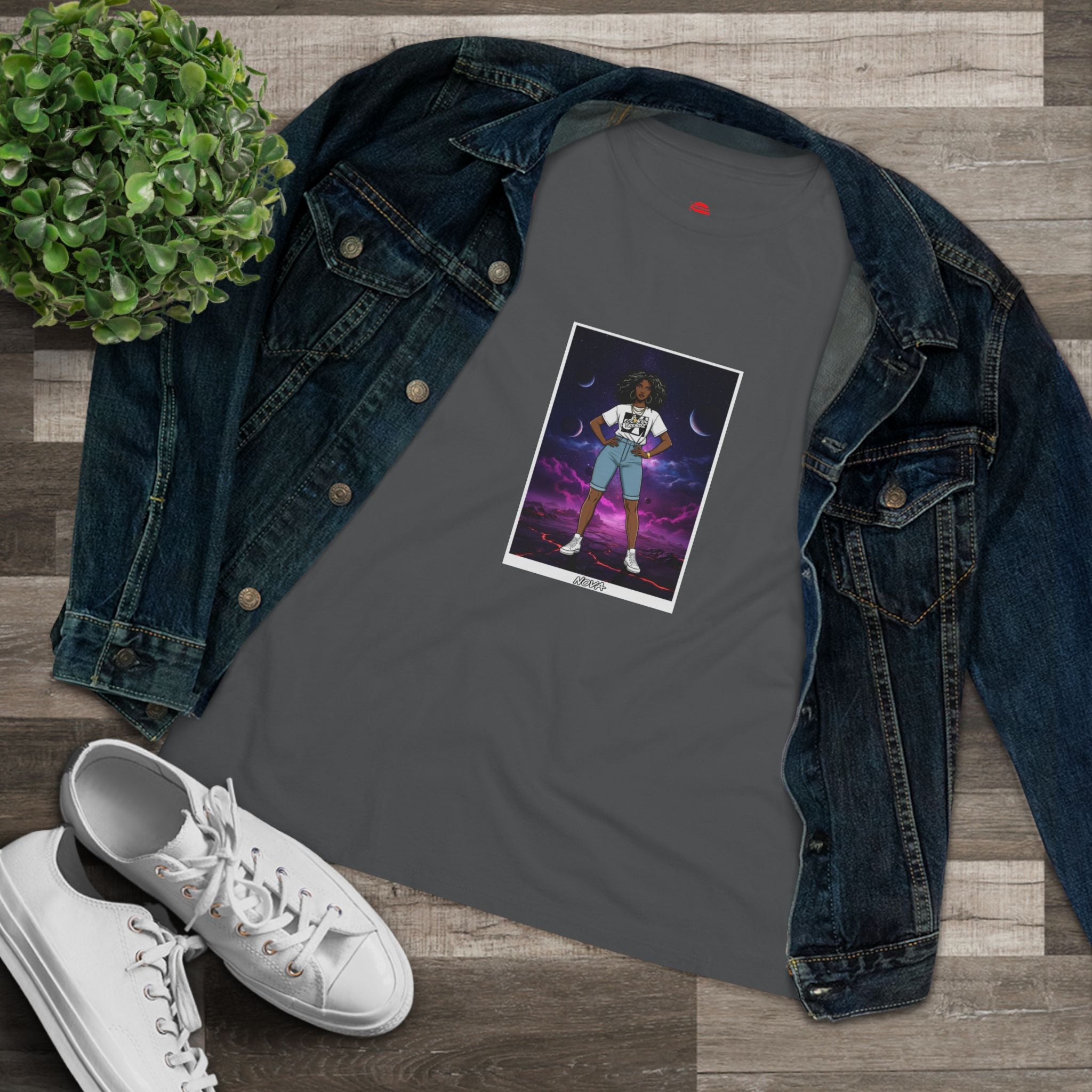 Eccentric Trendz Ladies' V-Neck Minimal NOVA Graphic Tee
