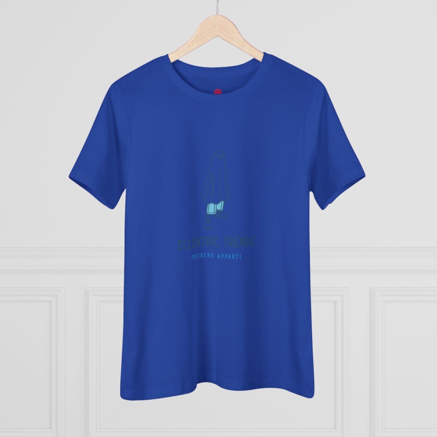 Eccentric Trendz Ladies' V-Neck Minimal Blue Ghost Graphic Tee