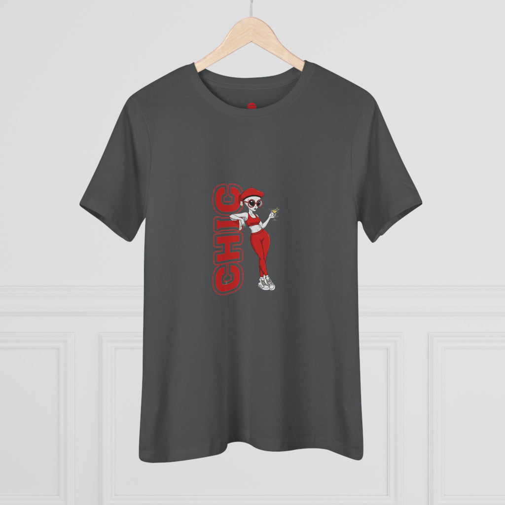 Eccentric Trendz Ladies' Minimal Red "CHIC" Graphic Tee