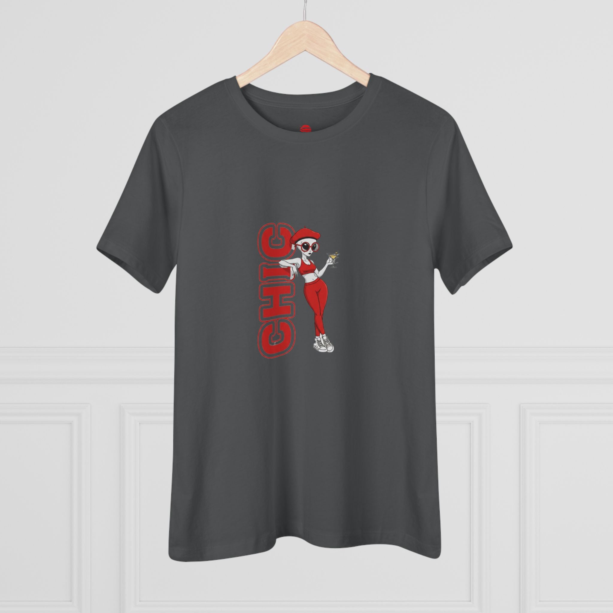 Eccentric Trendz Ladies' Minimal Red "CHIC" Graphic Tee