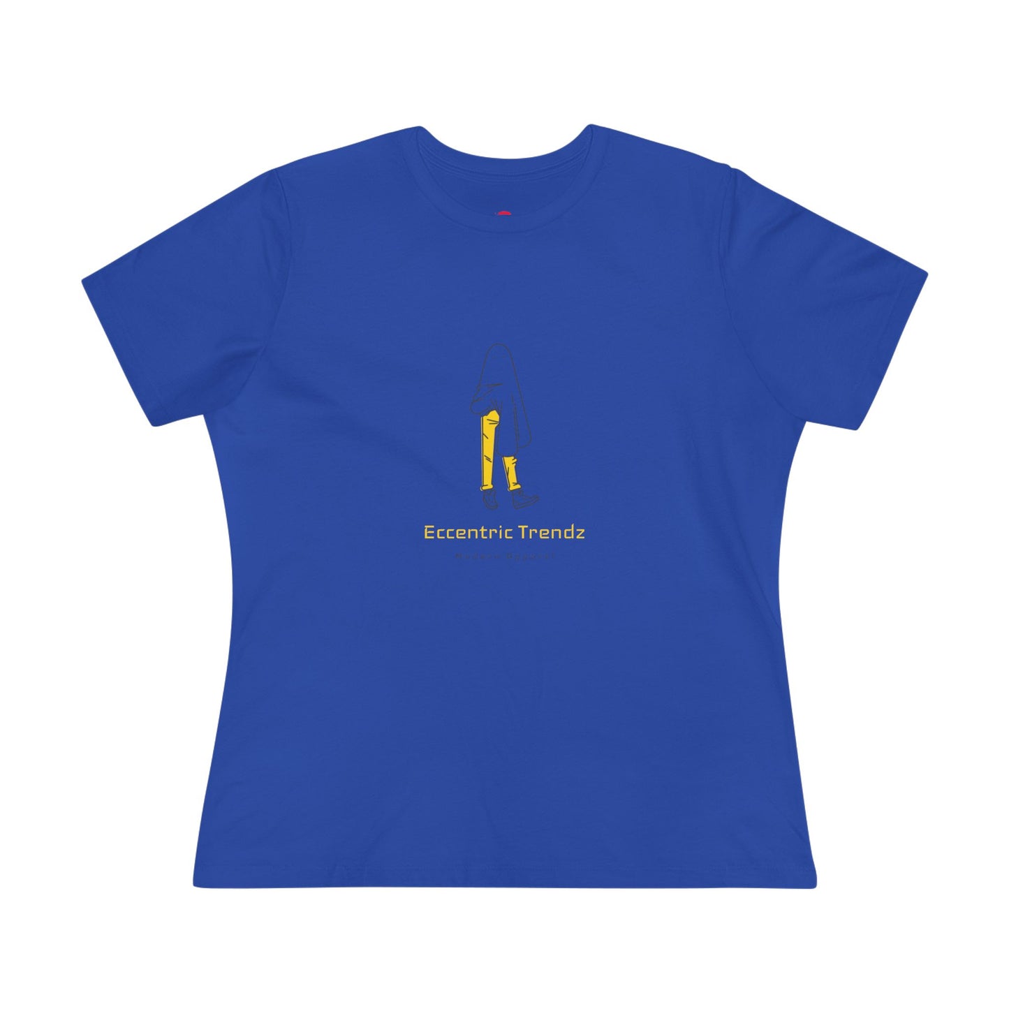 Eccentric Trendz Ladies' V-Neck Minimal Yellow Ghost Graphic Tee