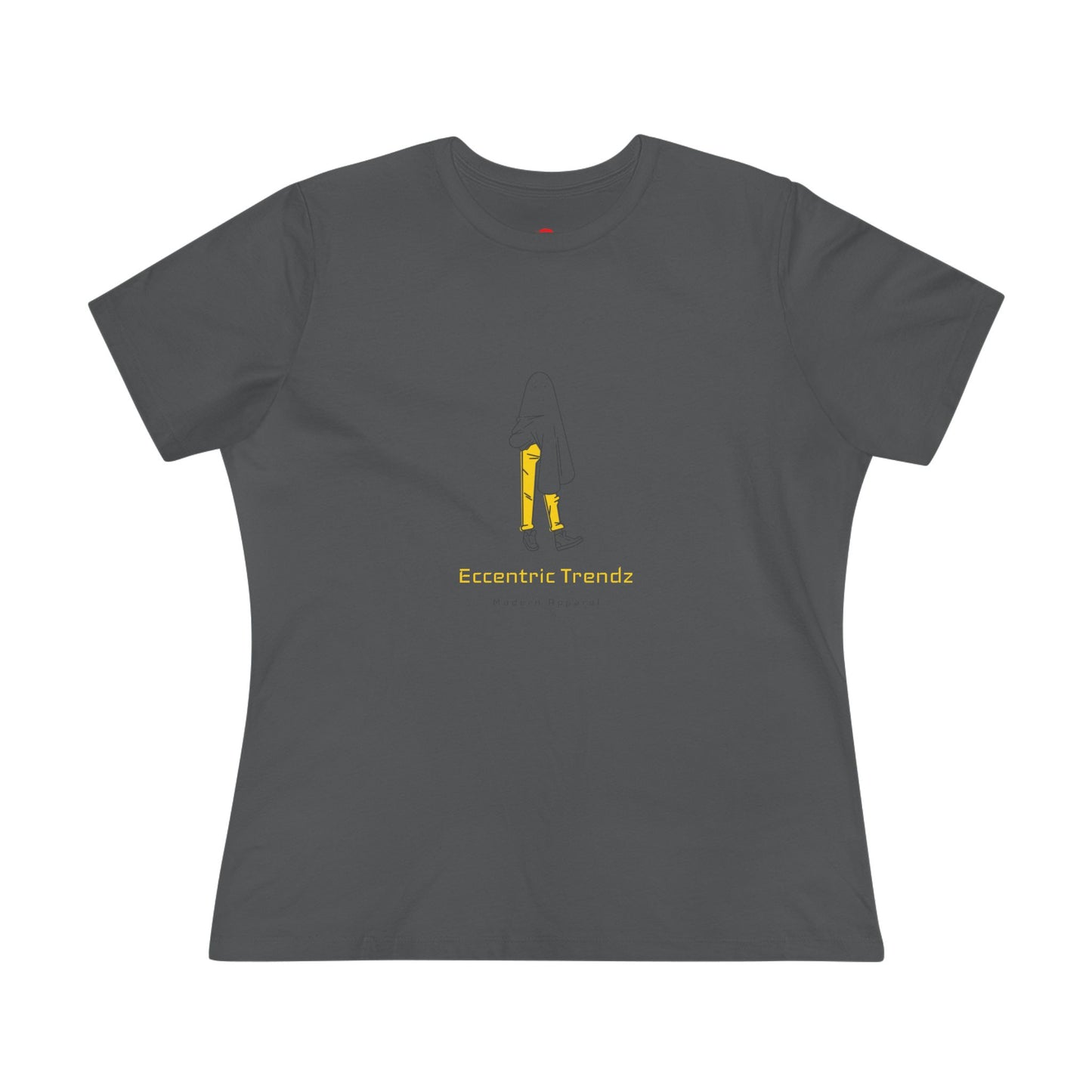 Eccentric Trendz Ladies' V-Neck Minimal Yellow Ghost Graphic Tee