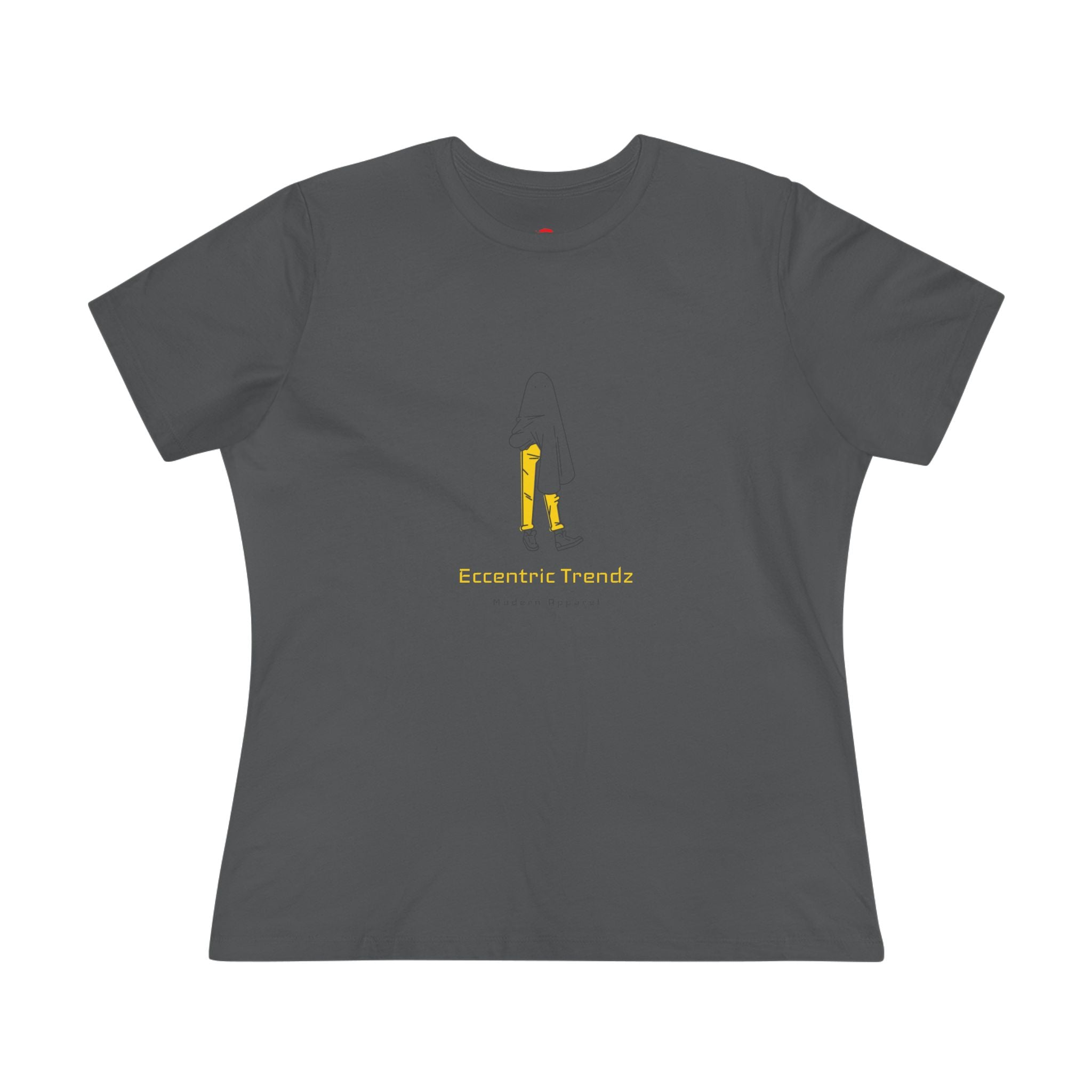 Eccentric Trendz Ladies' V-Neck Minimal Yellow Ghost Graphic Tee