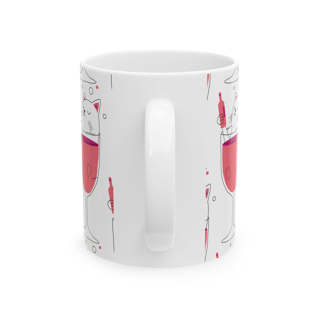 Eccentric Trendz Wine Cat Ceramic Mug - (Caturday)