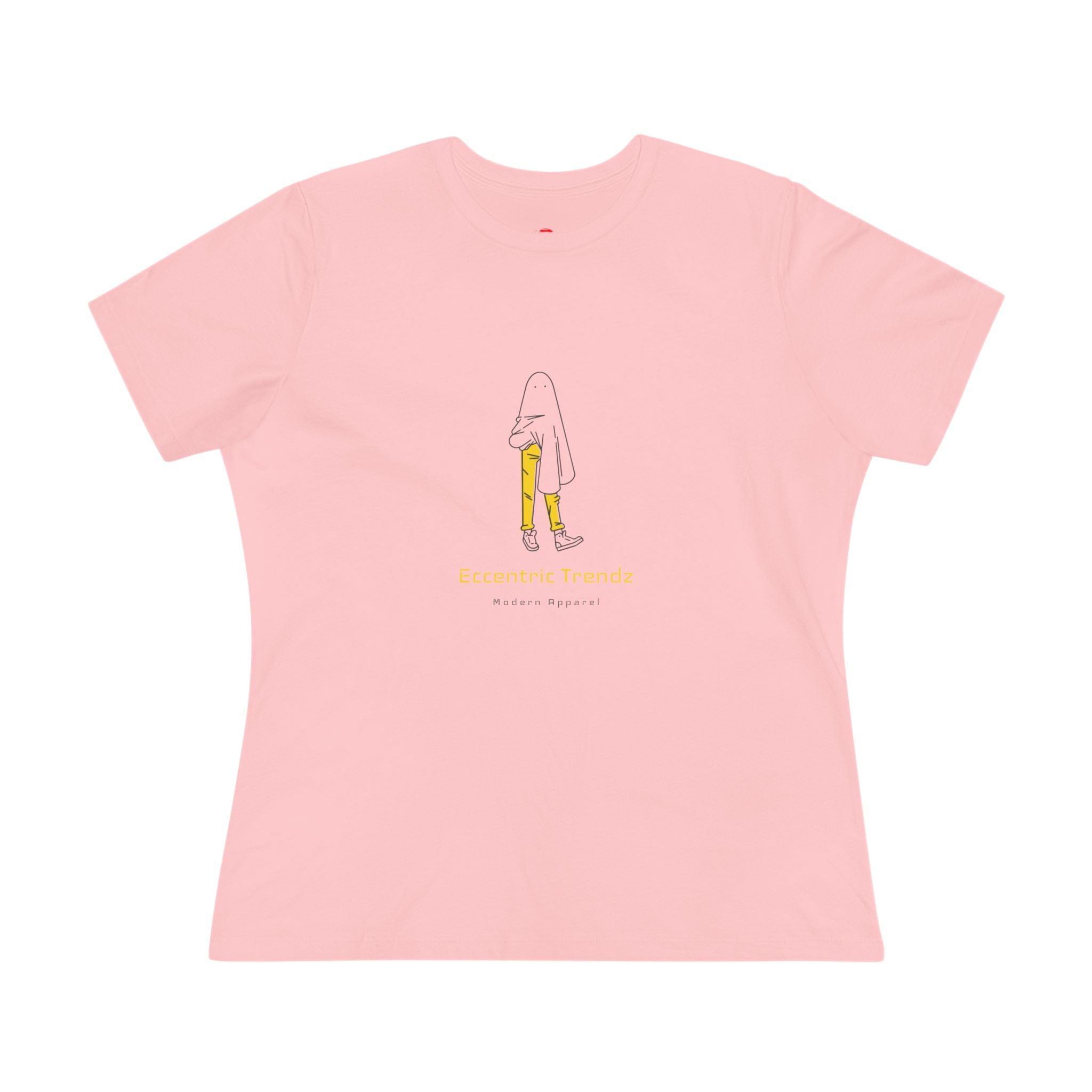 Eccentric Trendz Ladies' V-Neck Minimal Yellow Ghost Graphic Tee