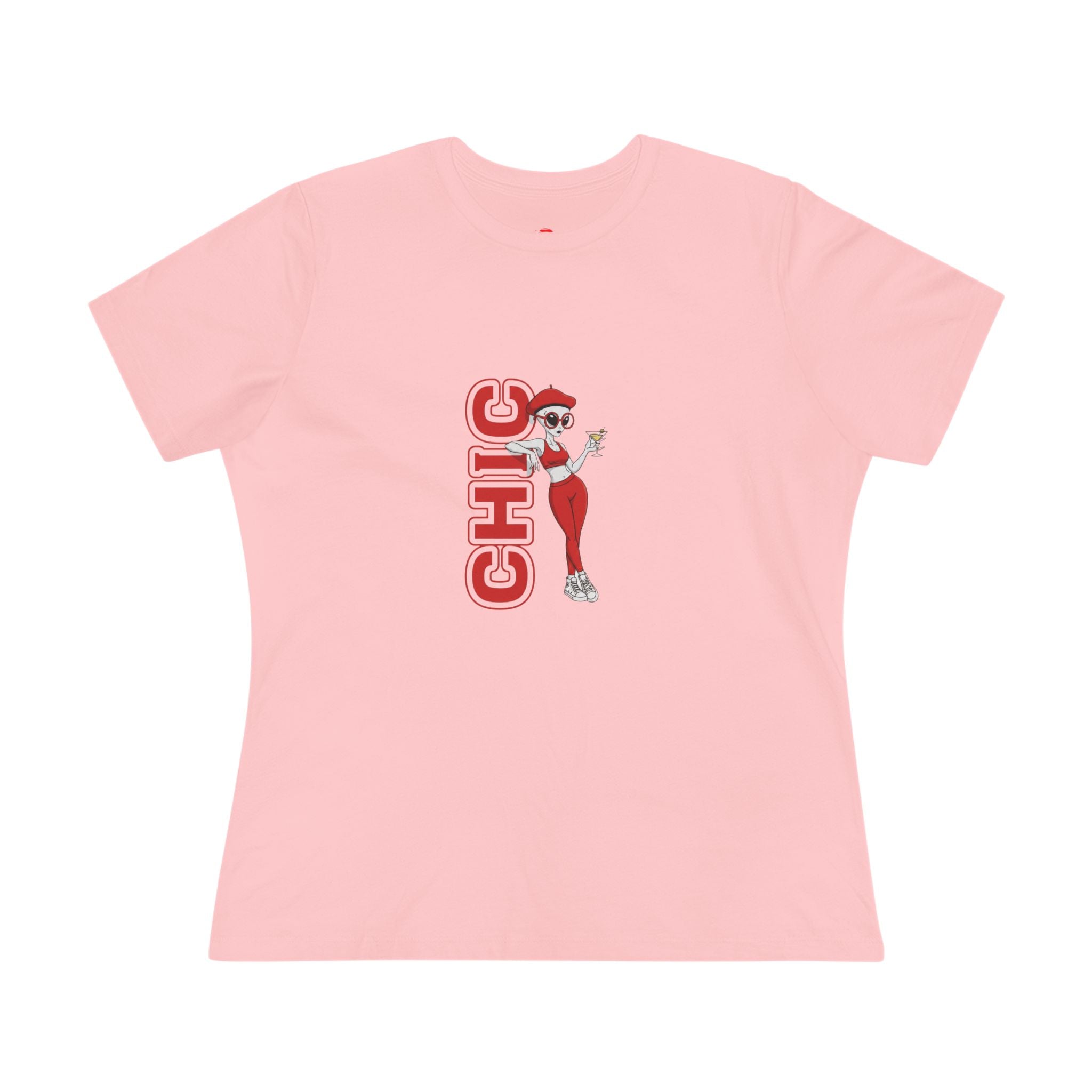Eccentric Trendz Ladies' Minimal Red "CHIC" Graphic Tee