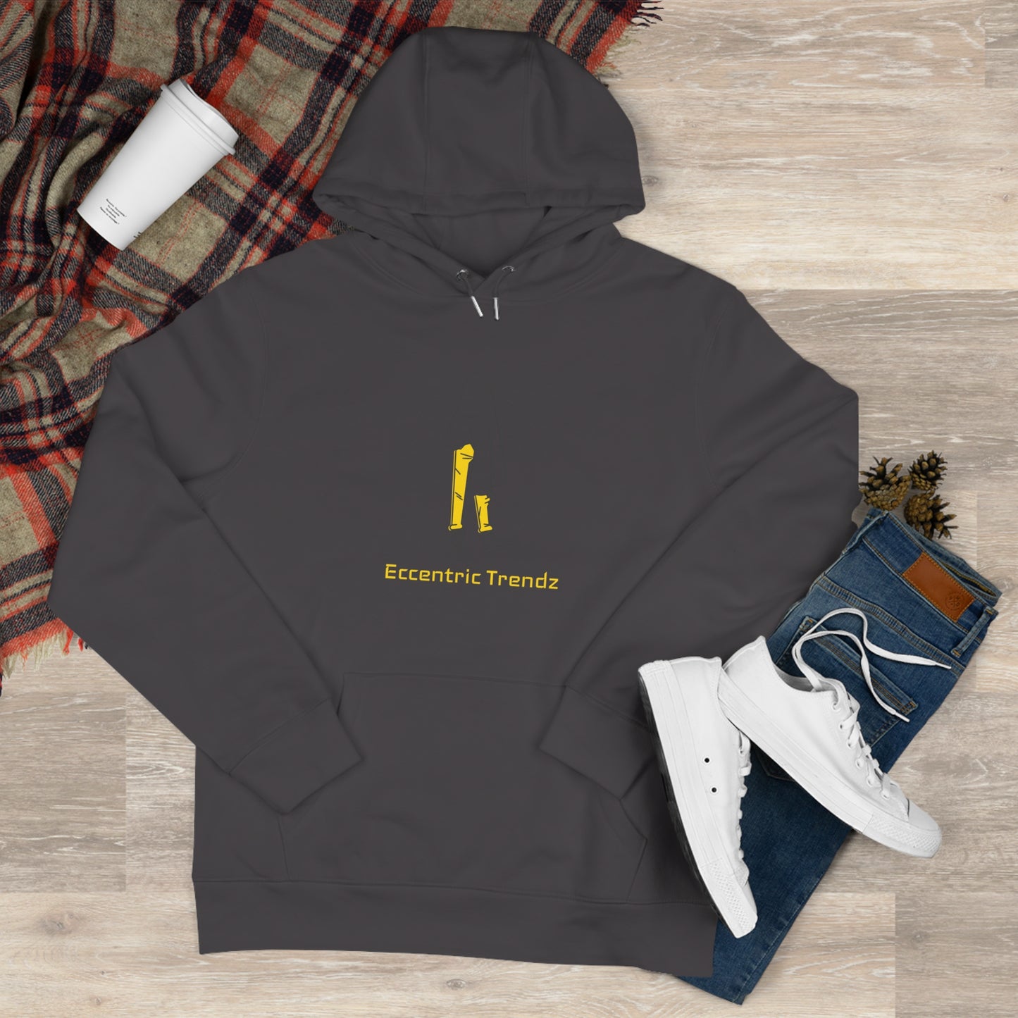 Eccentric Trendz Vibrant Minimalist Ghost Alien Hoodie (Yellow)