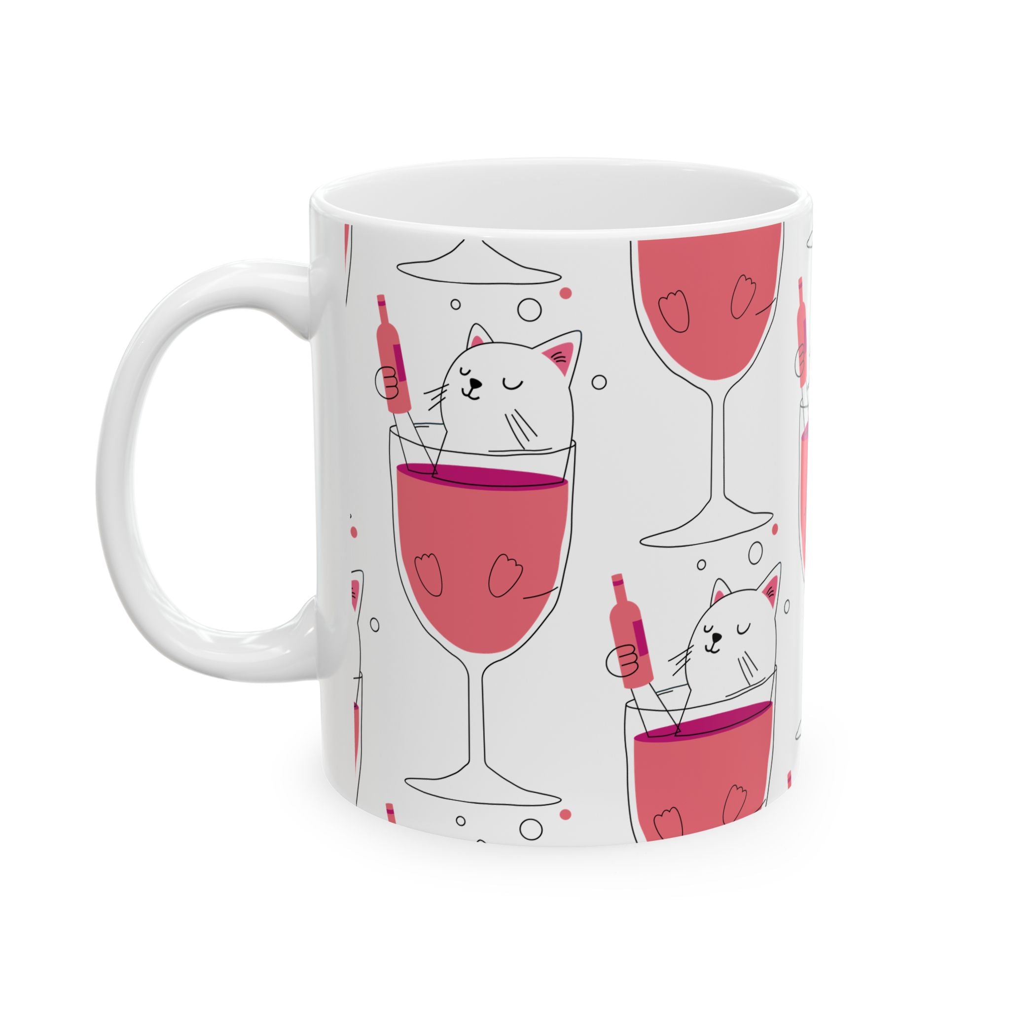 Eccentric Trendz Wine Cat Ceramic Mug - (Caturday)