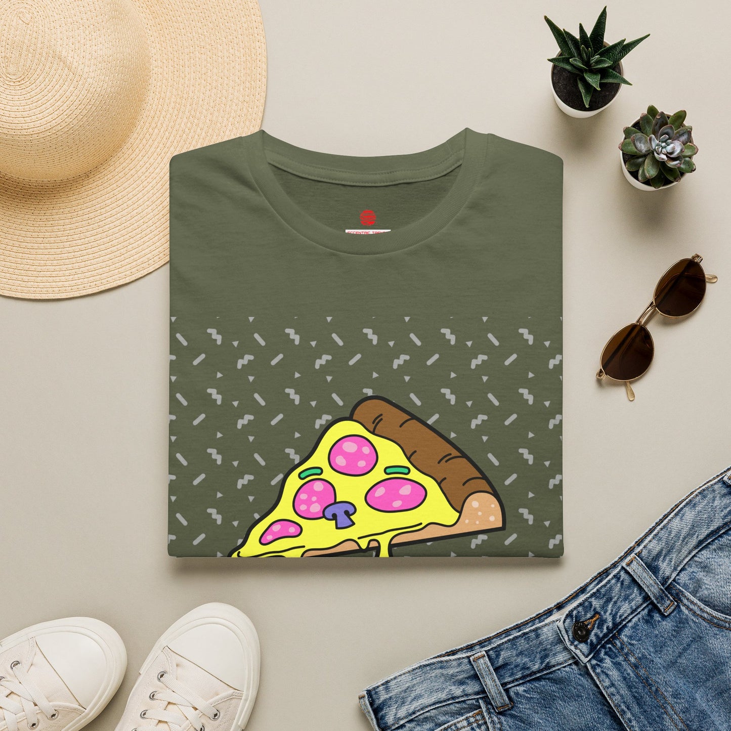 Eccentric Trendz Retro Pixel Pizza Graphic T-Shirt