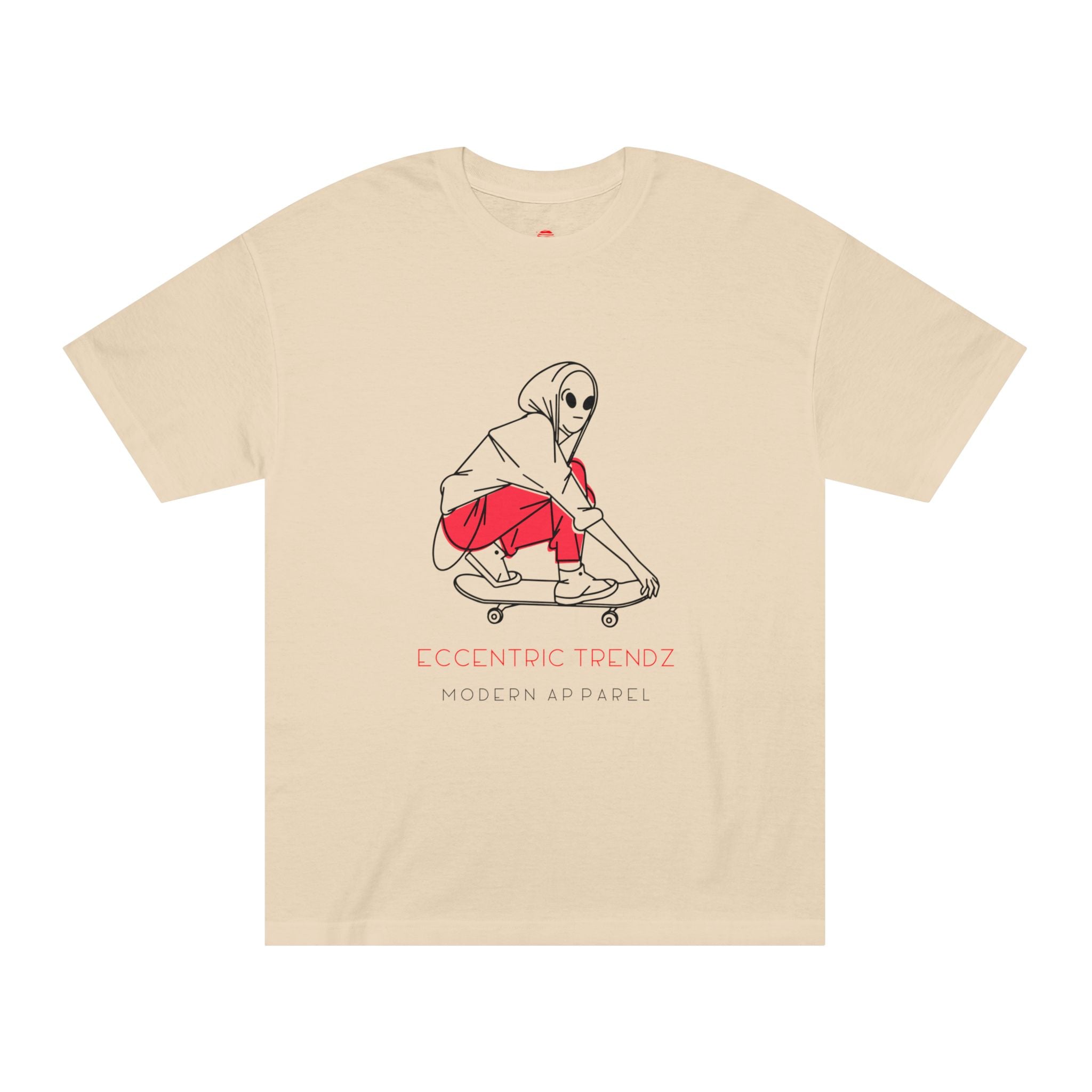 Eccentric Trendz Alien Skater Graphic Tee — Minimalist Skateboard design