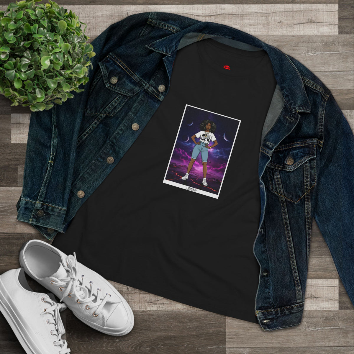 Eccentric Trendz Ladies' V-Neck Minimal NOVA Graphic Tee