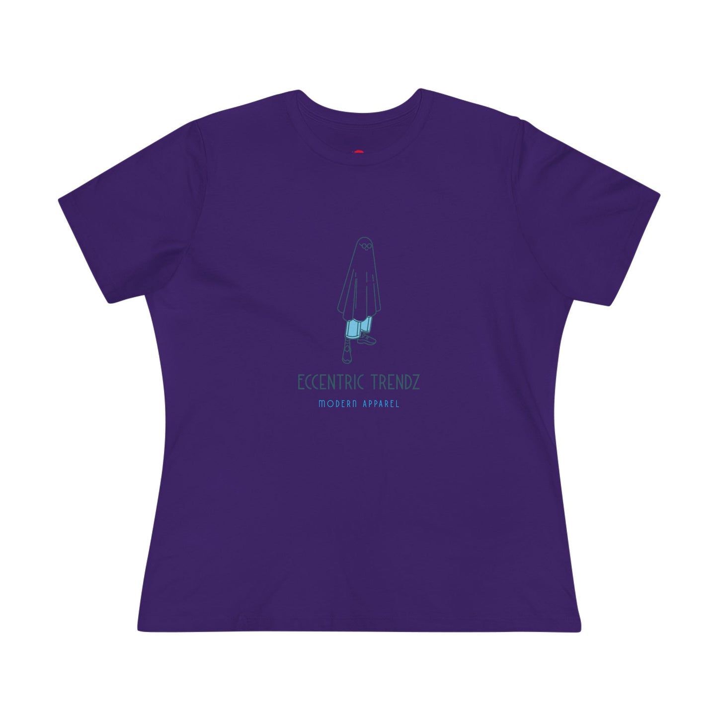Eccentric Trendz Ladies' V-Neck Minimal Blue Ghost Graphic Tee