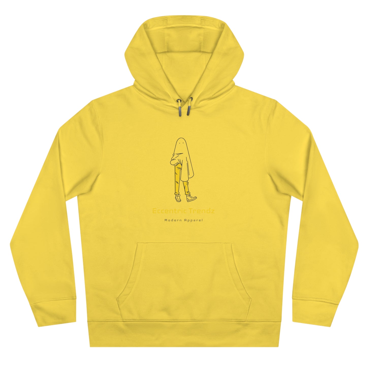 Eccentric Trendz Vibrant Minimalist Ghost Alien Hoodie (Yellow)