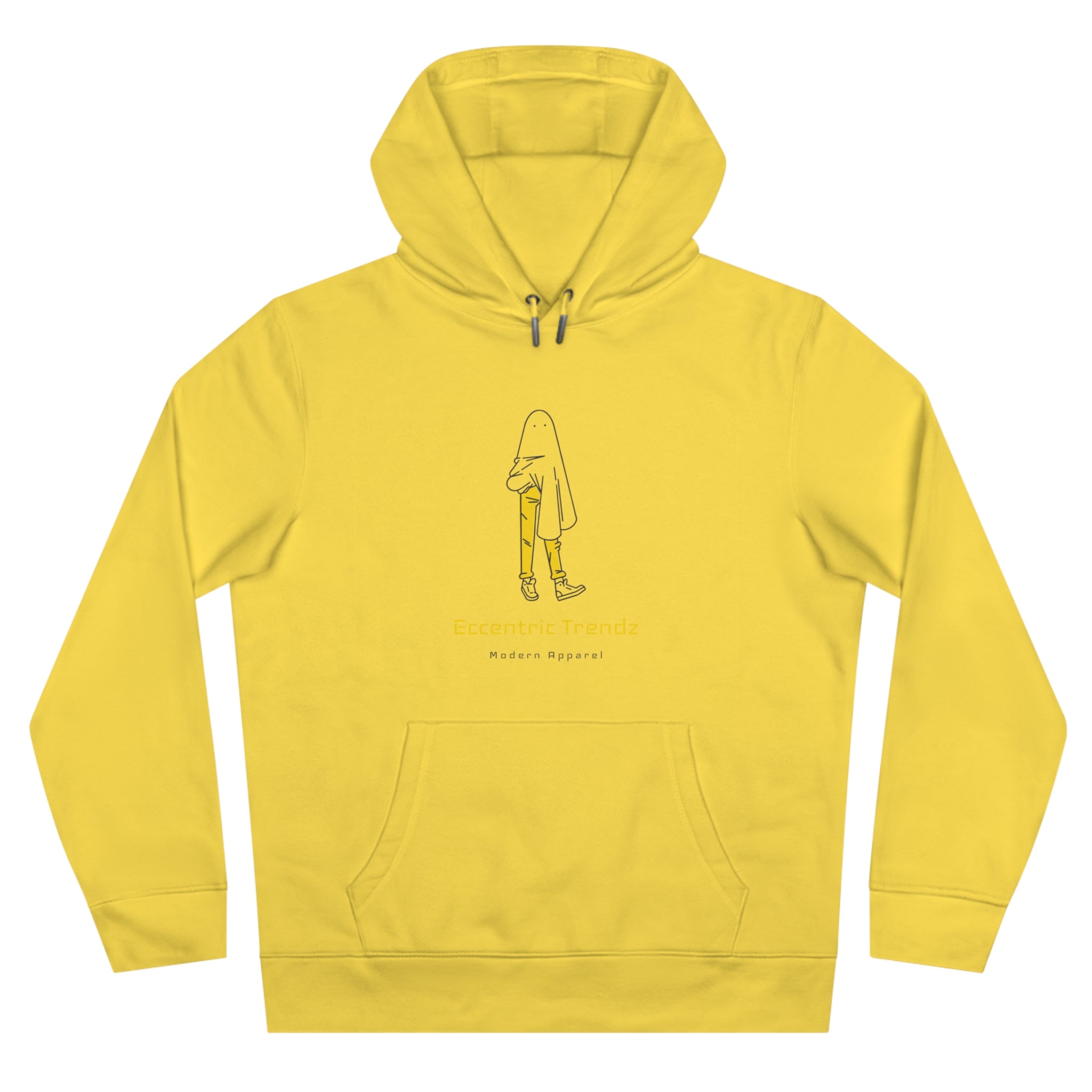 Eccentric Trendz Vibrant Minimalist Ghost Alien Hoodie (Yellow)