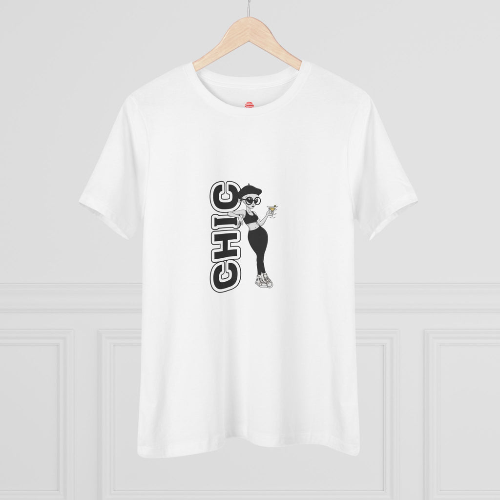 Eccentric Trendz Ladies' V-Neck Minimal Black "CHIC" Graphic Tee