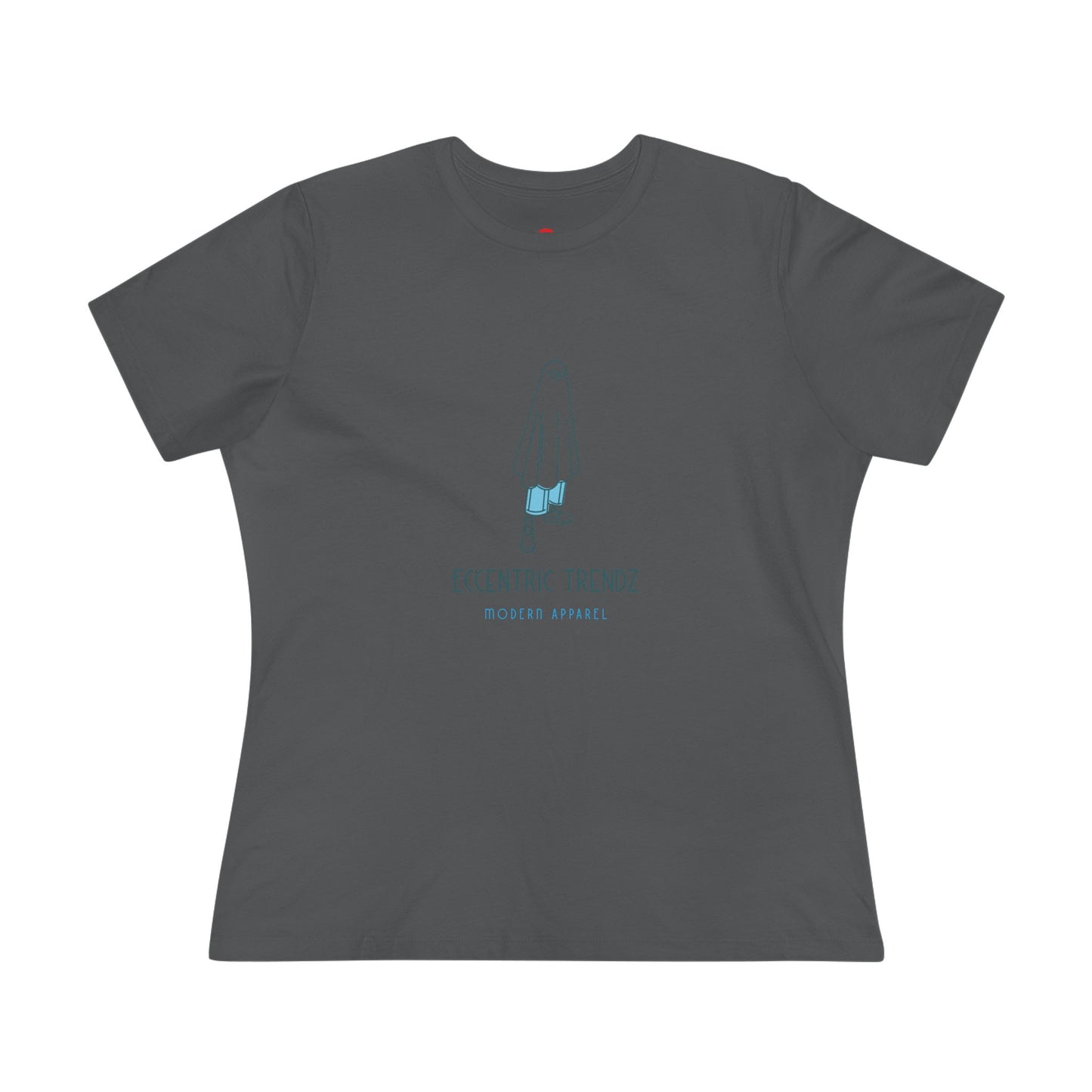 Eccentric Trendz Ladies' V-Neck Minimal Blue Ghost Graphic Tee