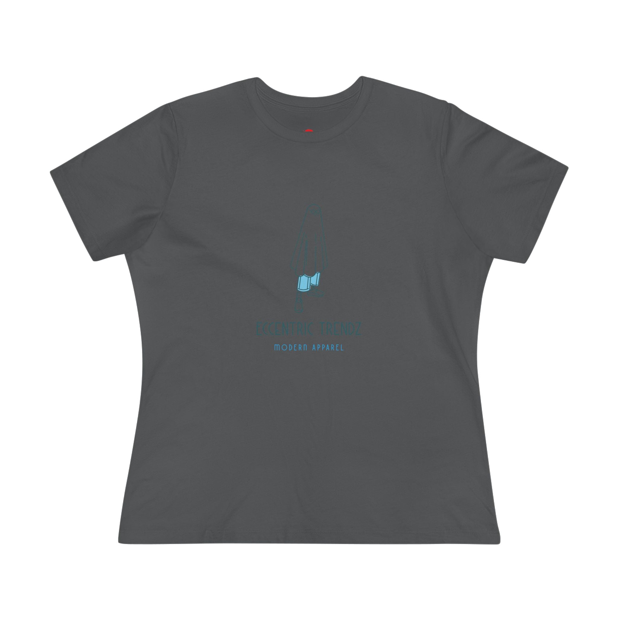 Eccentric Trendz Ladies' V-Neck Minimal Blue Ghost Graphic Tee