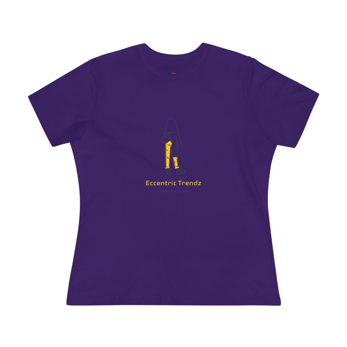 Eccentric Trendz Ladies' V-Neck Minimal Yellow Ghost Graphic Tee