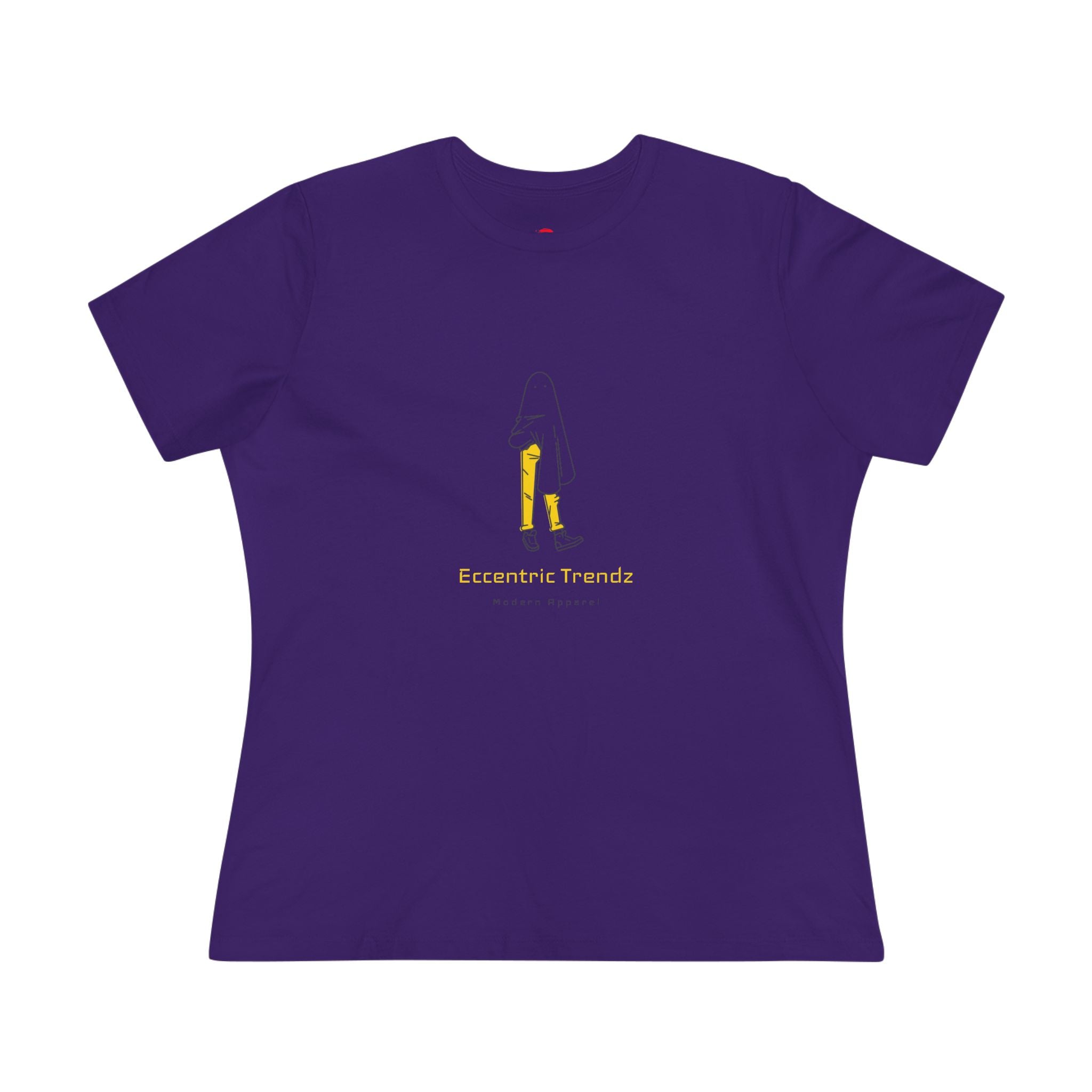 Eccentric Trendz Ladies' V-Neck Minimal Yellow Ghost Graphic Tee