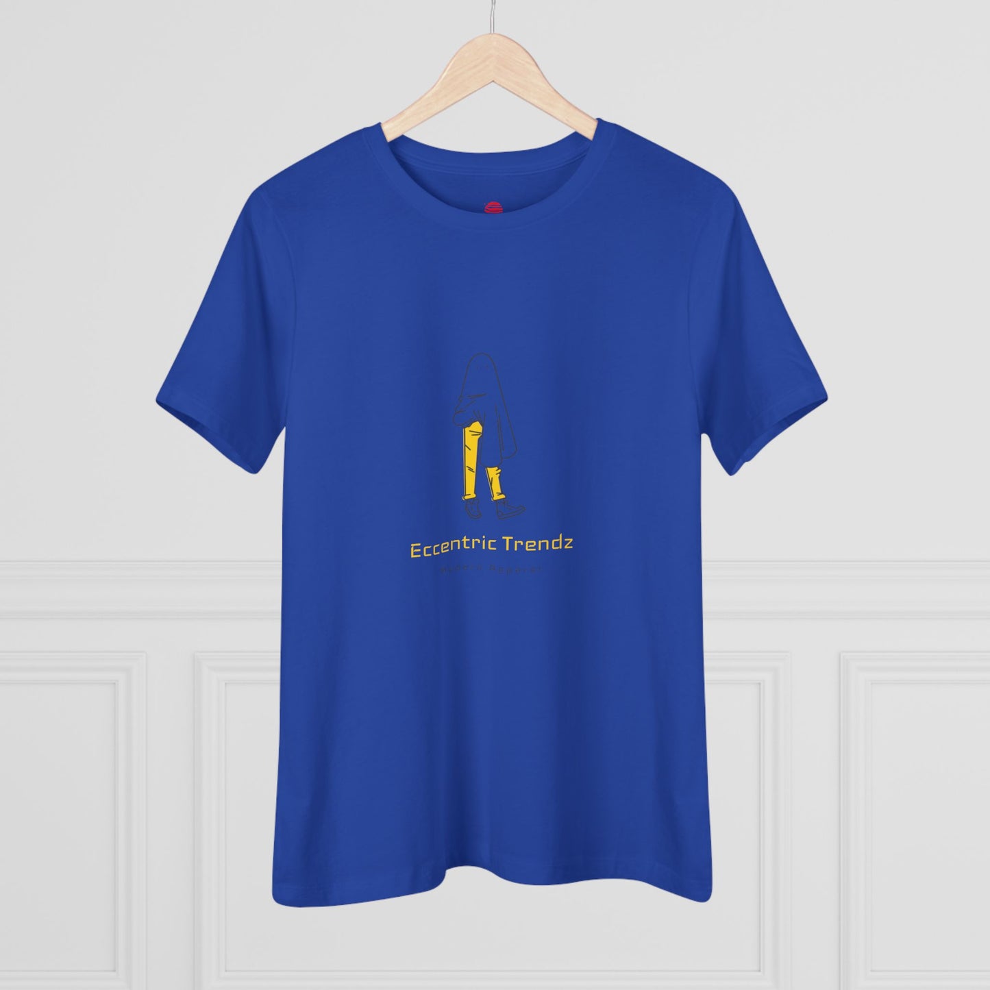 Eccentric Trendz Ladies' V-Neck Minimal Yellow Ghost Graphic Tee