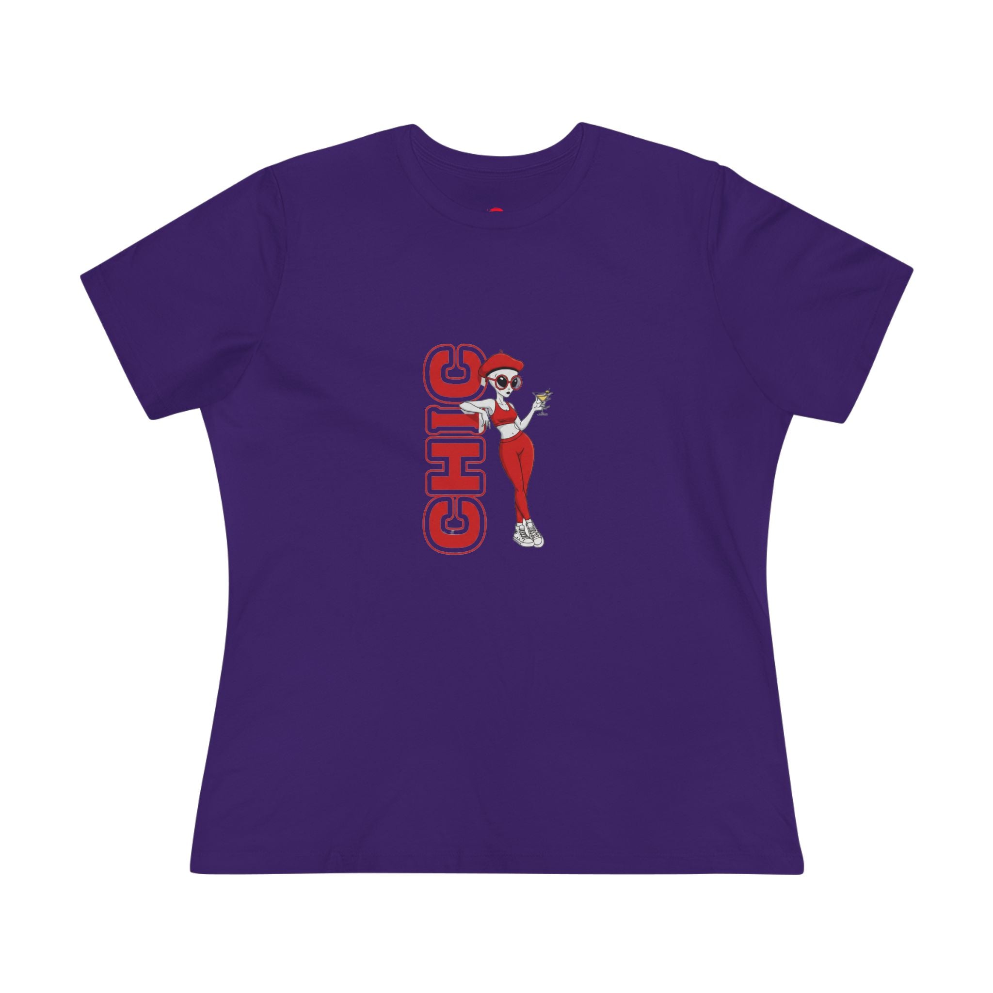 Eccentric Trendz Ladies' Minimal Red "CHIC" Graphic Tee