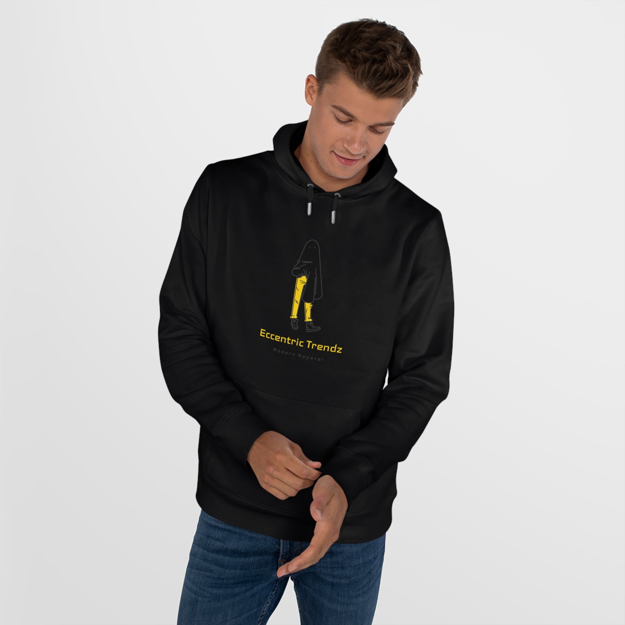 Eccentric Trendz Vibrant Minimalist Ghost Alien Hoodie (Yellow)