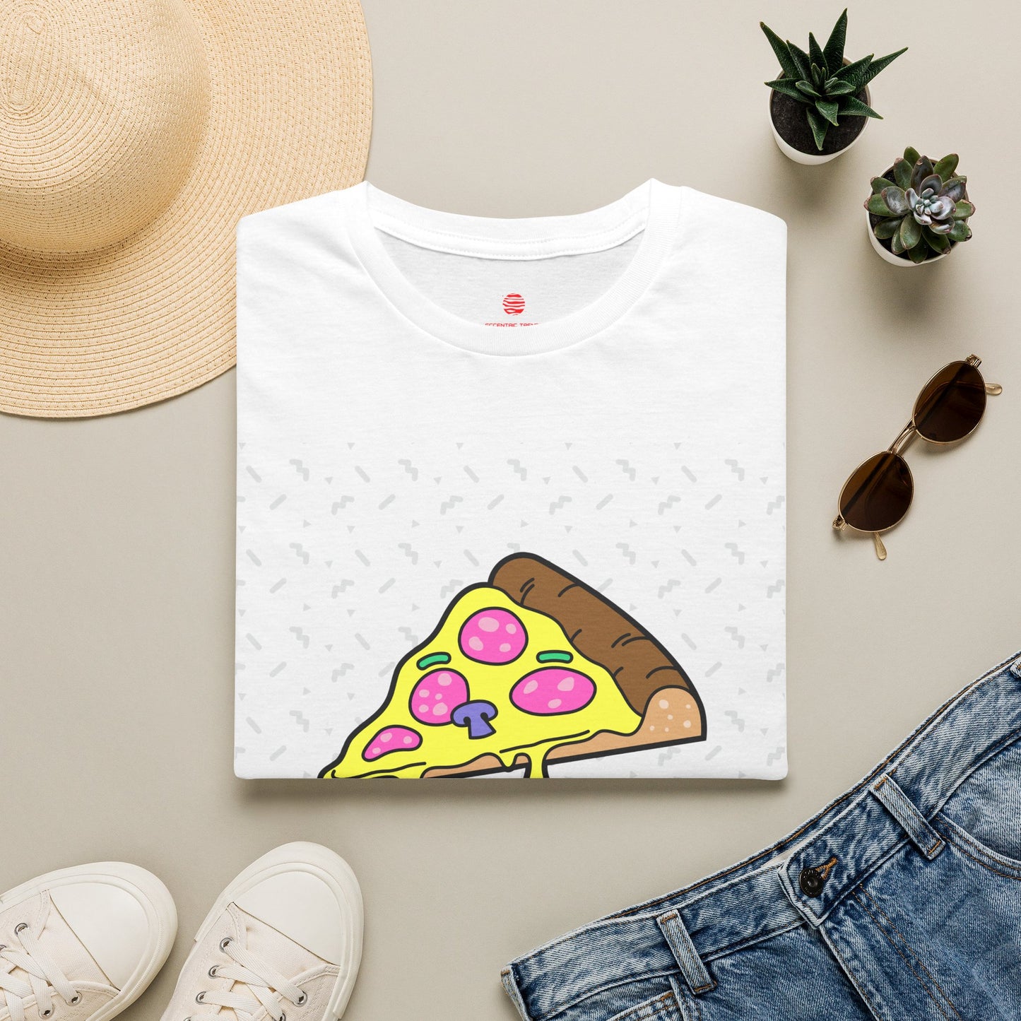 Eccentric Trendz Retro Pixel Pizza Graphic T-Shirt