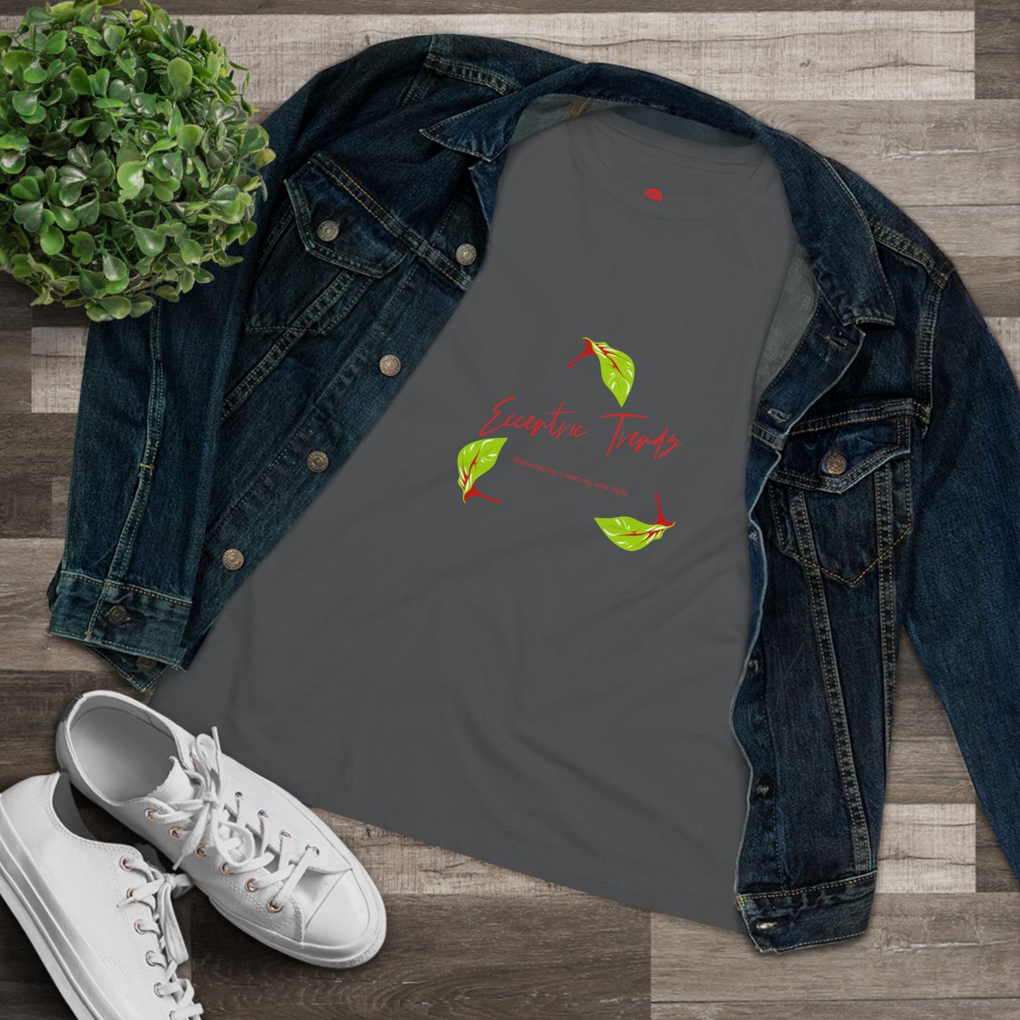 Eccentric Trendz Ladies' V-Neck "Escape to Tropics" Minimal Graphic Tee