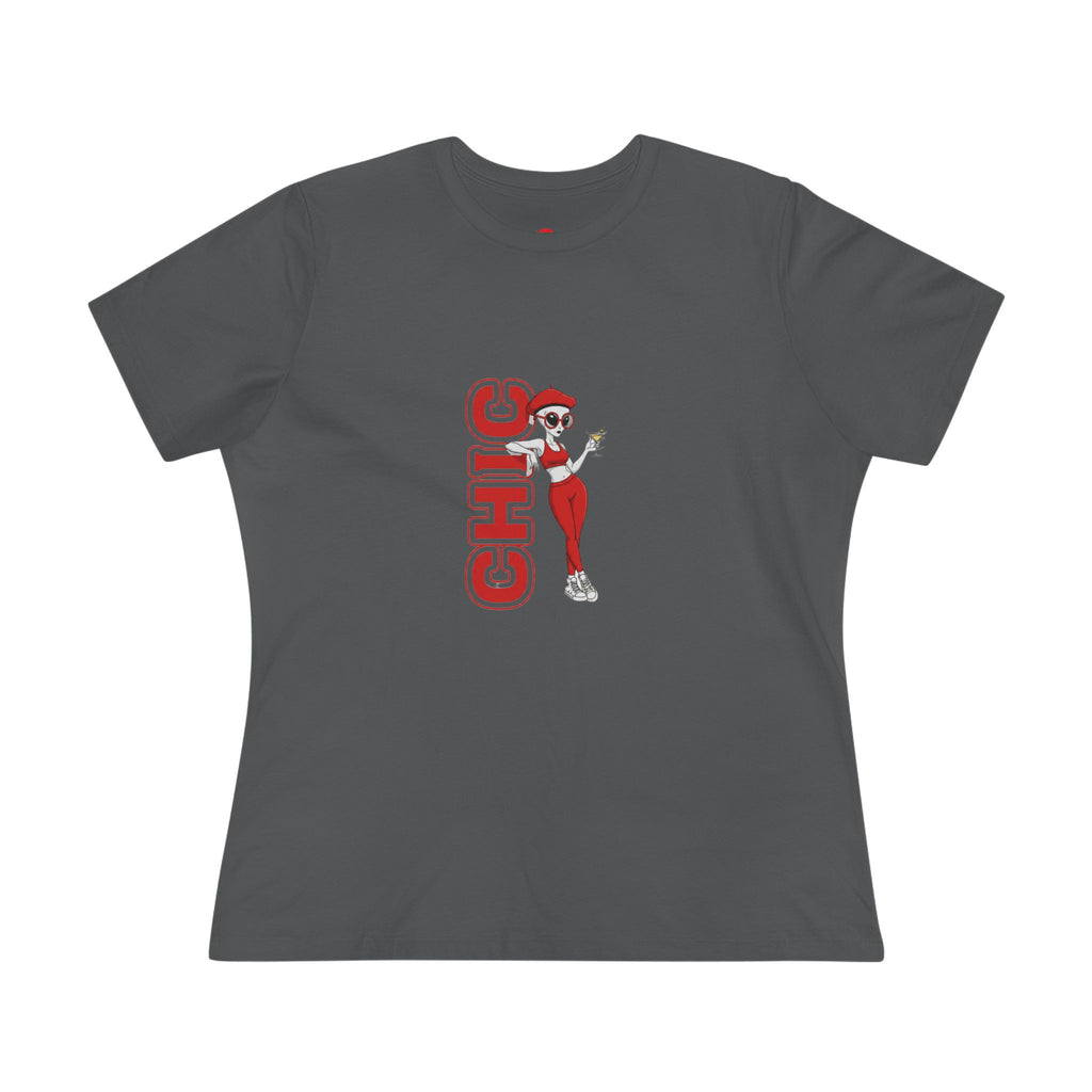 Eccentric Trendz Ladies' Minimal Red "CHIC" Graphic Tee