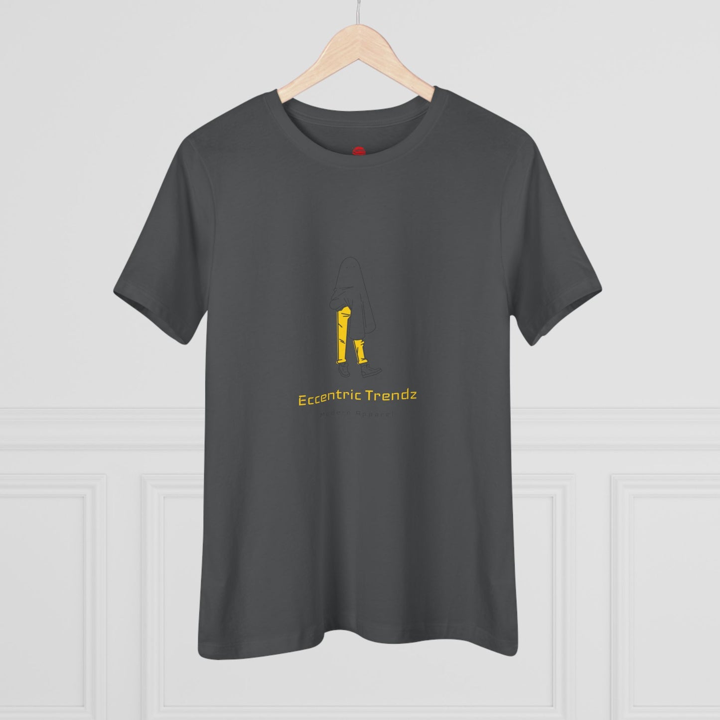 Eccentric Trendz Ladies' V-Neck Minimal Yellow Ghost Graphic Tee