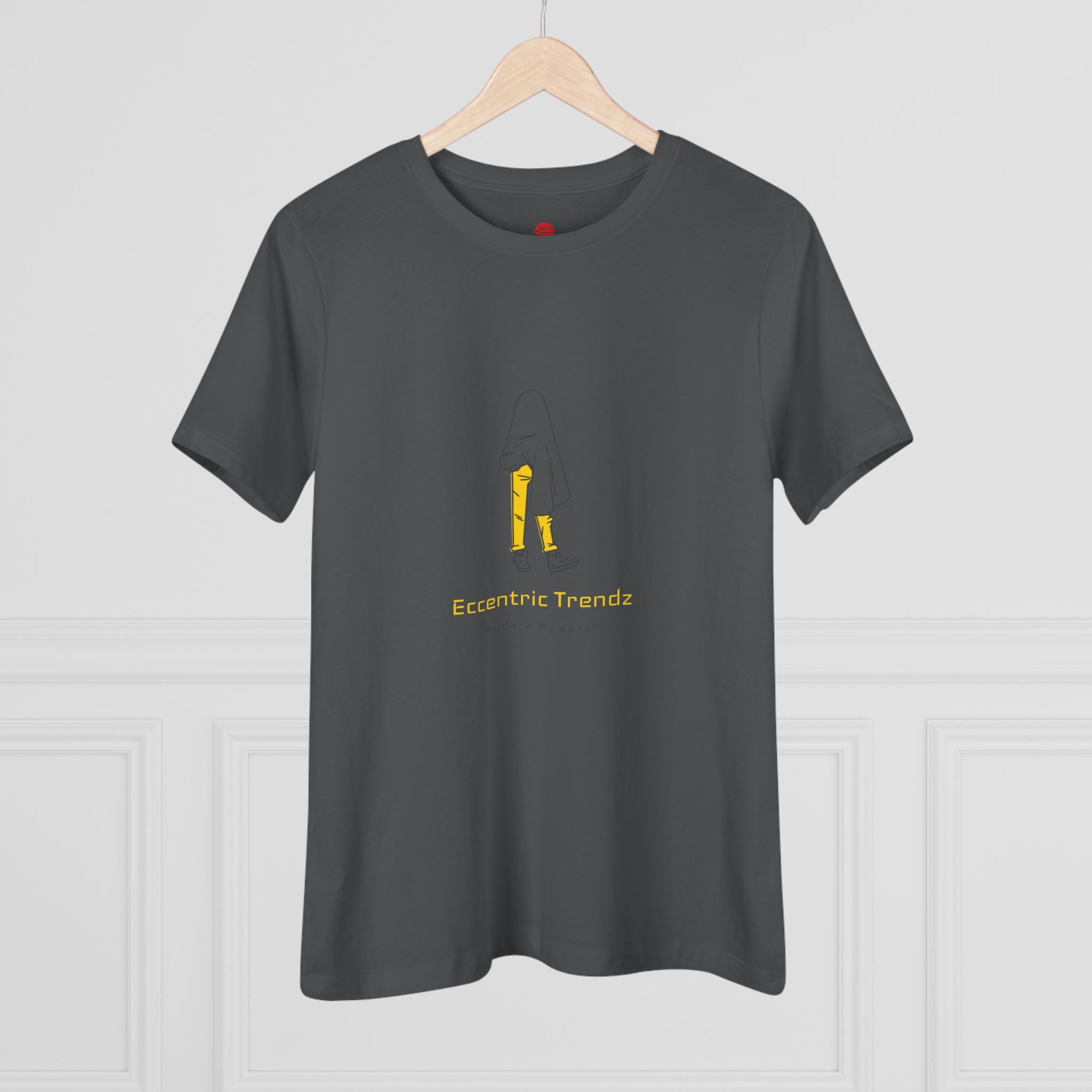 Eccentric Trendz Ladies' V-Neck Minimal Yellow Ghost Graphic Tee