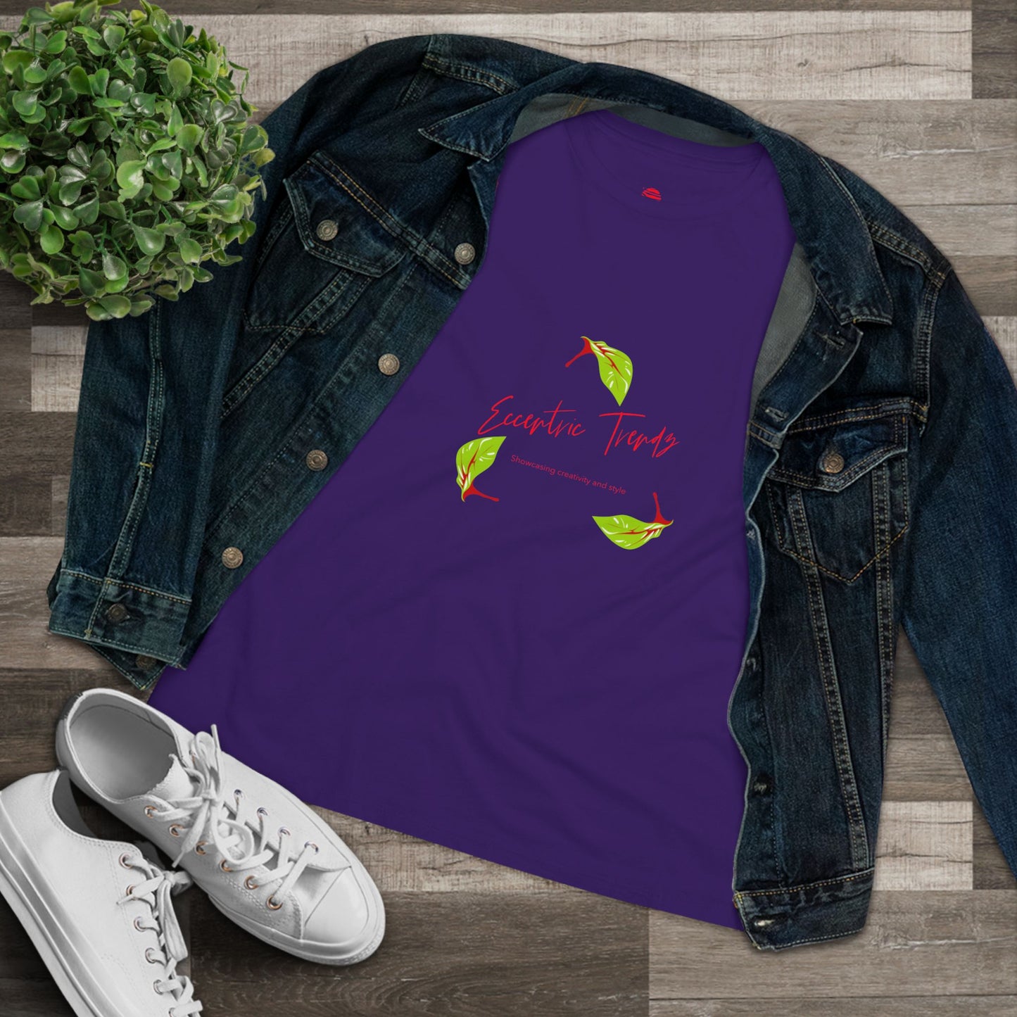 Eccentric Trendz Ladies' V-Neck "Escape to Tropics" Minimal Graphic Tee