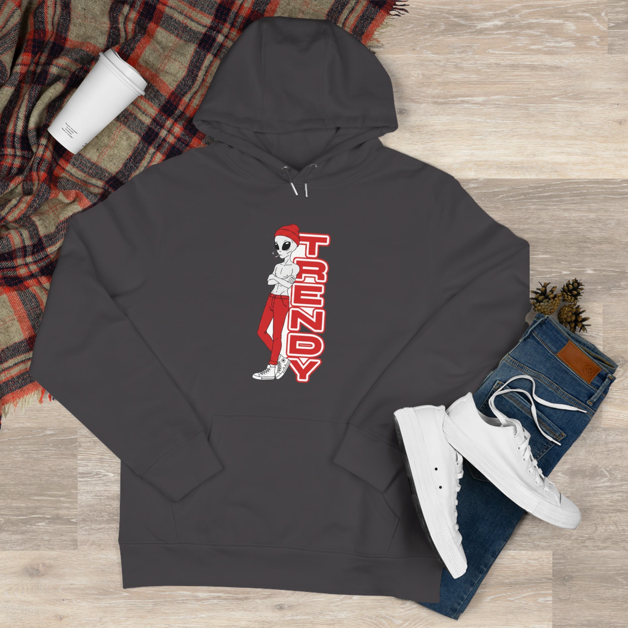 Eccentric Trendz Vibrant Minimalist Red Trendy the Alien Hoodie