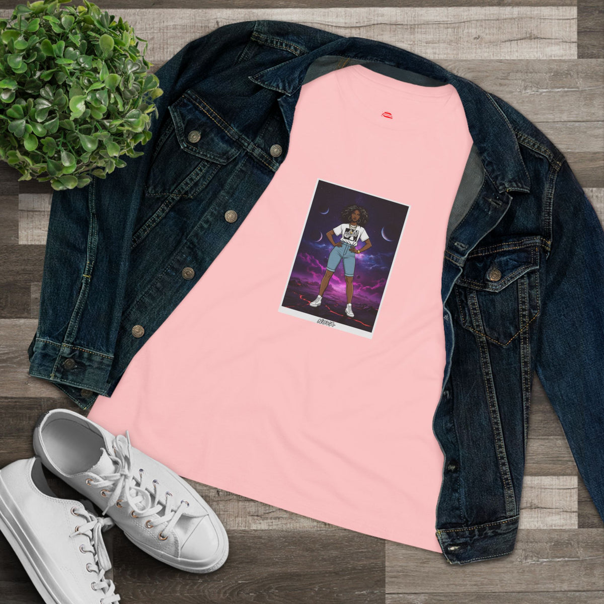 Eccentric Trendz Ladies' V-Neck Minimal NOVA Graphic Tee
