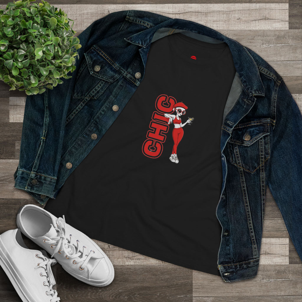 Eccentric Trendz Ladies' Minimal Red "CHIC" Graphic Tee
