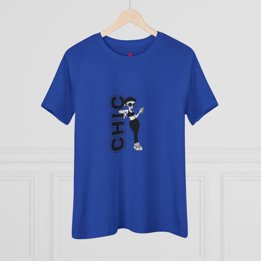 Eccentric Trendz Ladies' V-Neck Minimal Black "CHIC" Graphic Tee