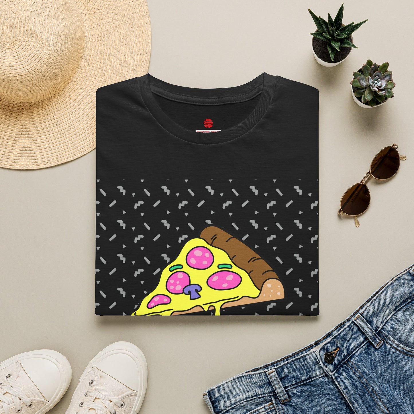 Eccentric Trendz Retro Pixel Pizza Graphic T-Shirt
