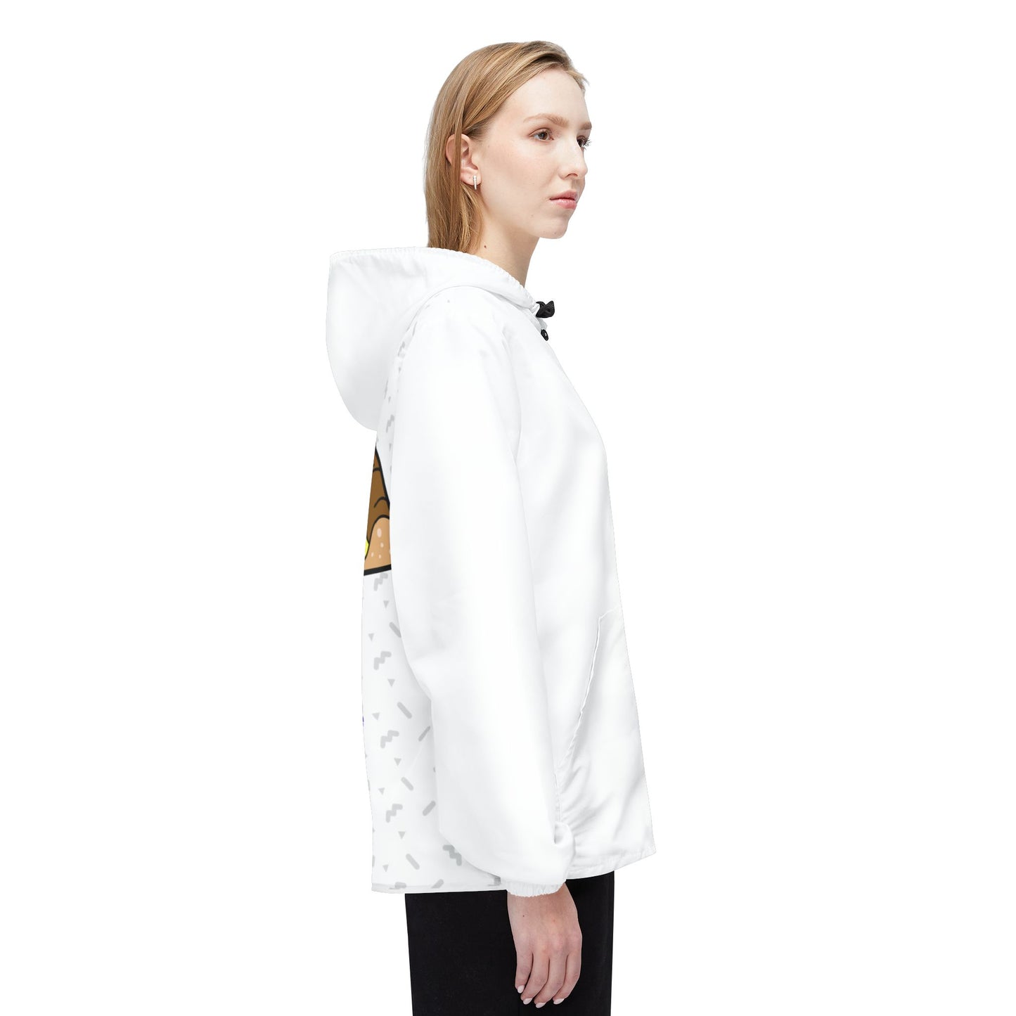 Eccentric Trendz Hooded Retro Pixel Pizza Design Windbreaker