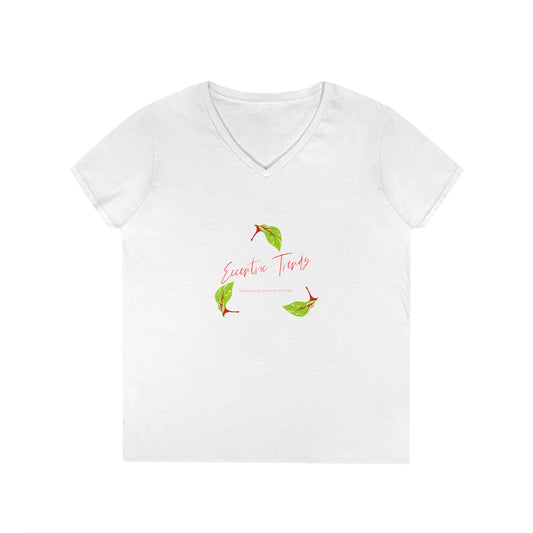 Eccentric Trendz Ladies' V-Neck "Escape to Tropics" Minimal Graphic Tee