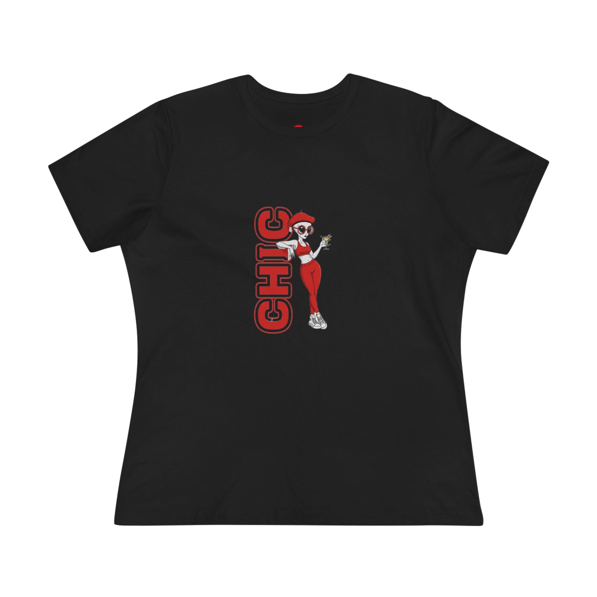 Eccentric Trendz Ladies' Minimal Red "CHIC" Graphic Tee