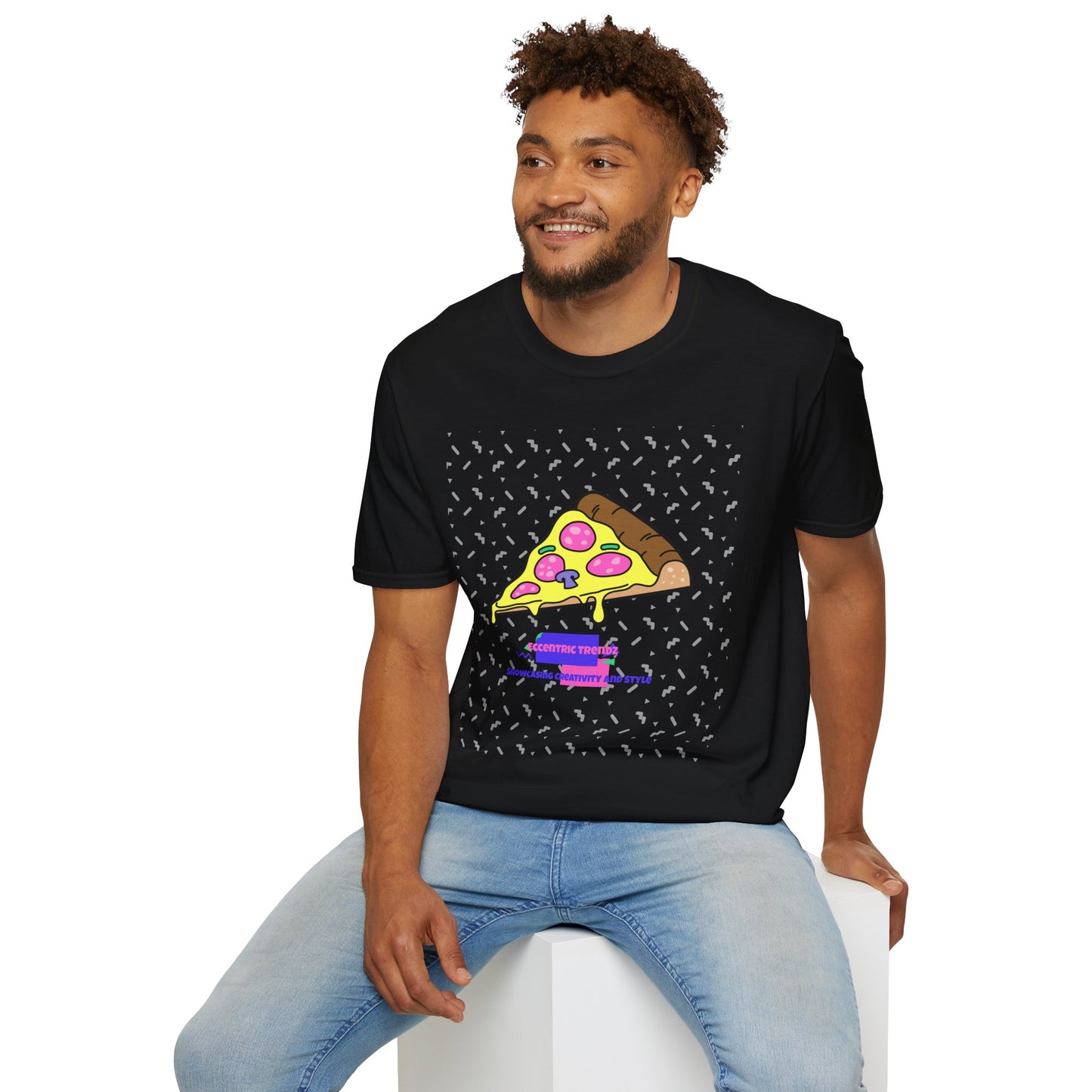 Eccentric Trendz Retro Pixel Pizza Graphic T-Shirt