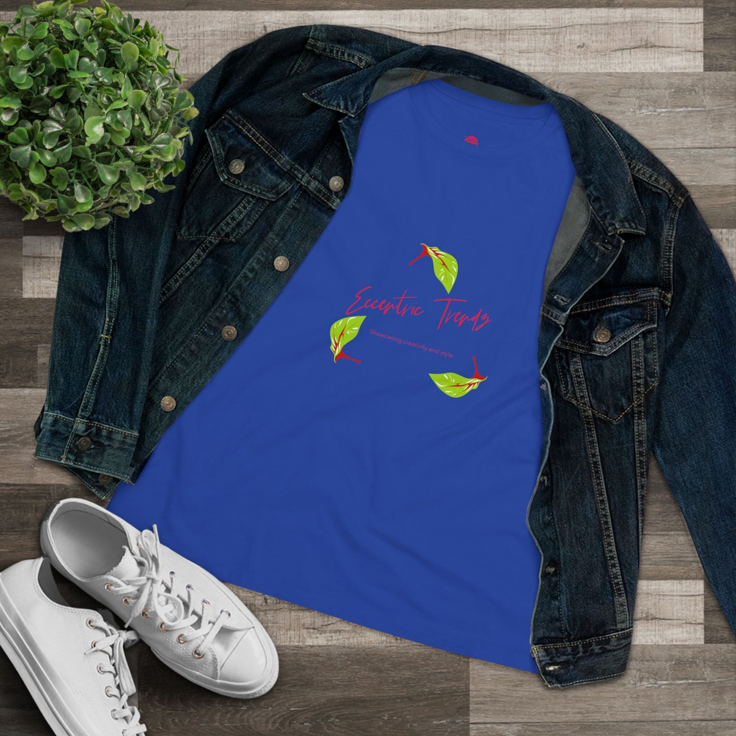 Eccentric Trendz Ladies' V-Neck "Escape to Tropics" Minimal Graphic Tee