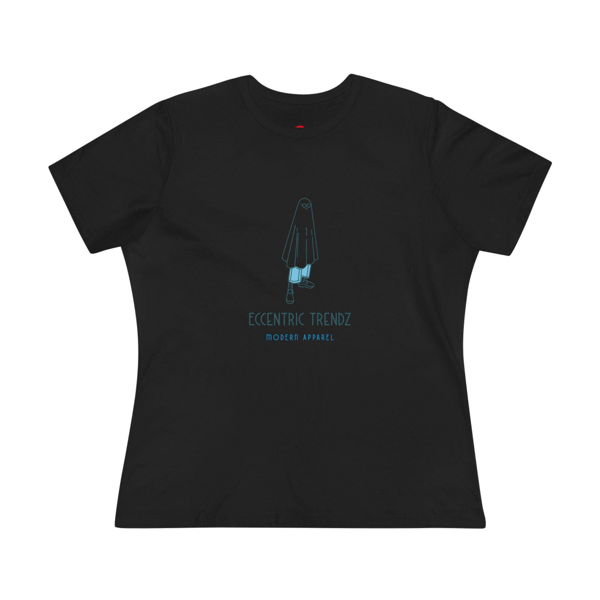 Eccentric Trendz Ladies' V-Neck Minimal Blue Ghost Graphic Tee