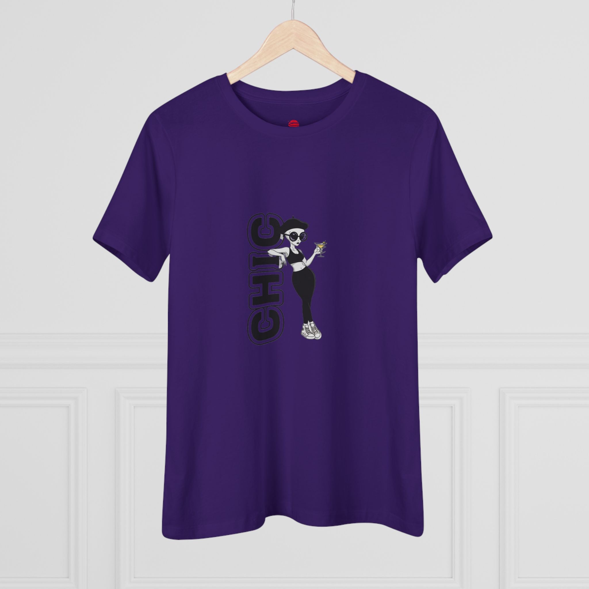 Eccentric Trendz Ladies' V-Neck Minimal Black "CHIC" Graphic Tee