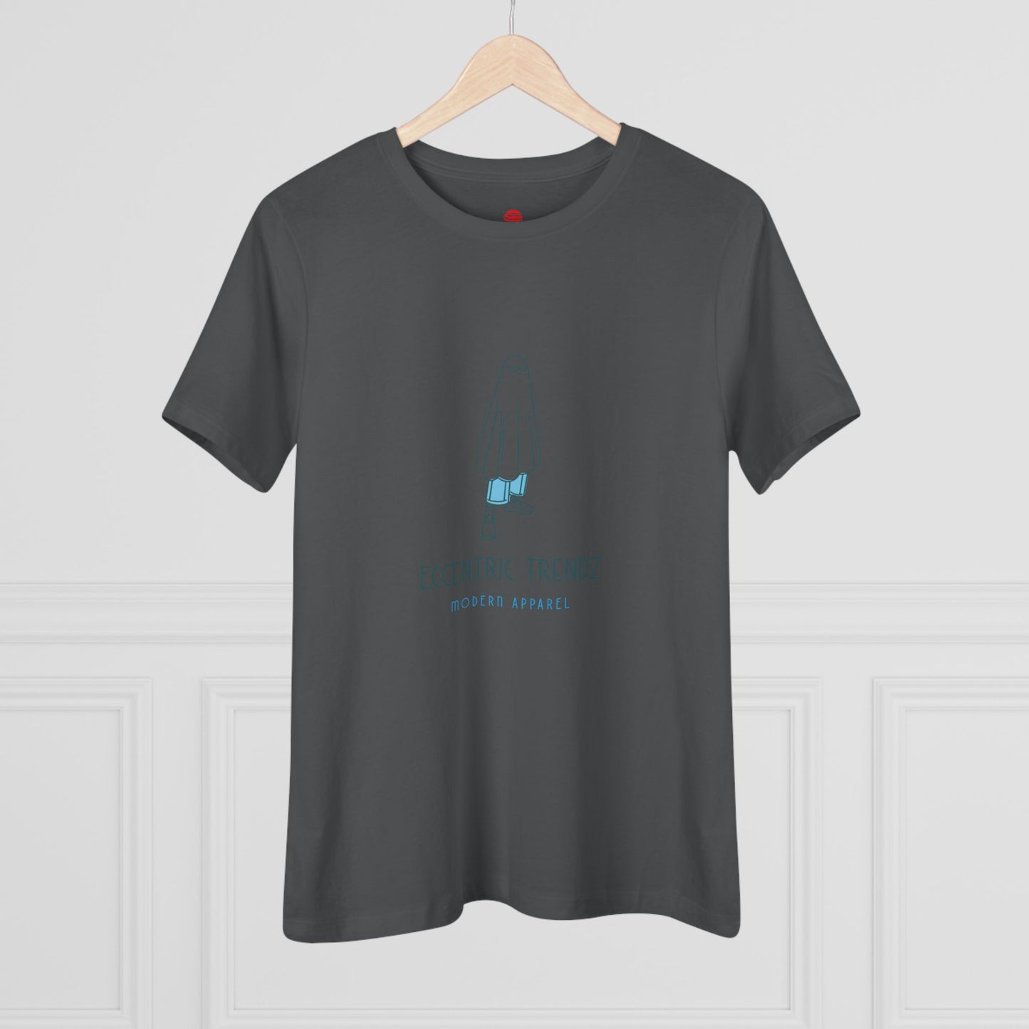 Eccentric Trendz Ladies' V-Neck Minimal Blue Ghost Graphic Tee